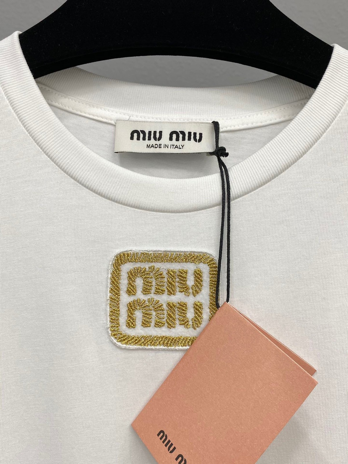 Miu Gold Label Embroidered Round Neck Short Sleeve