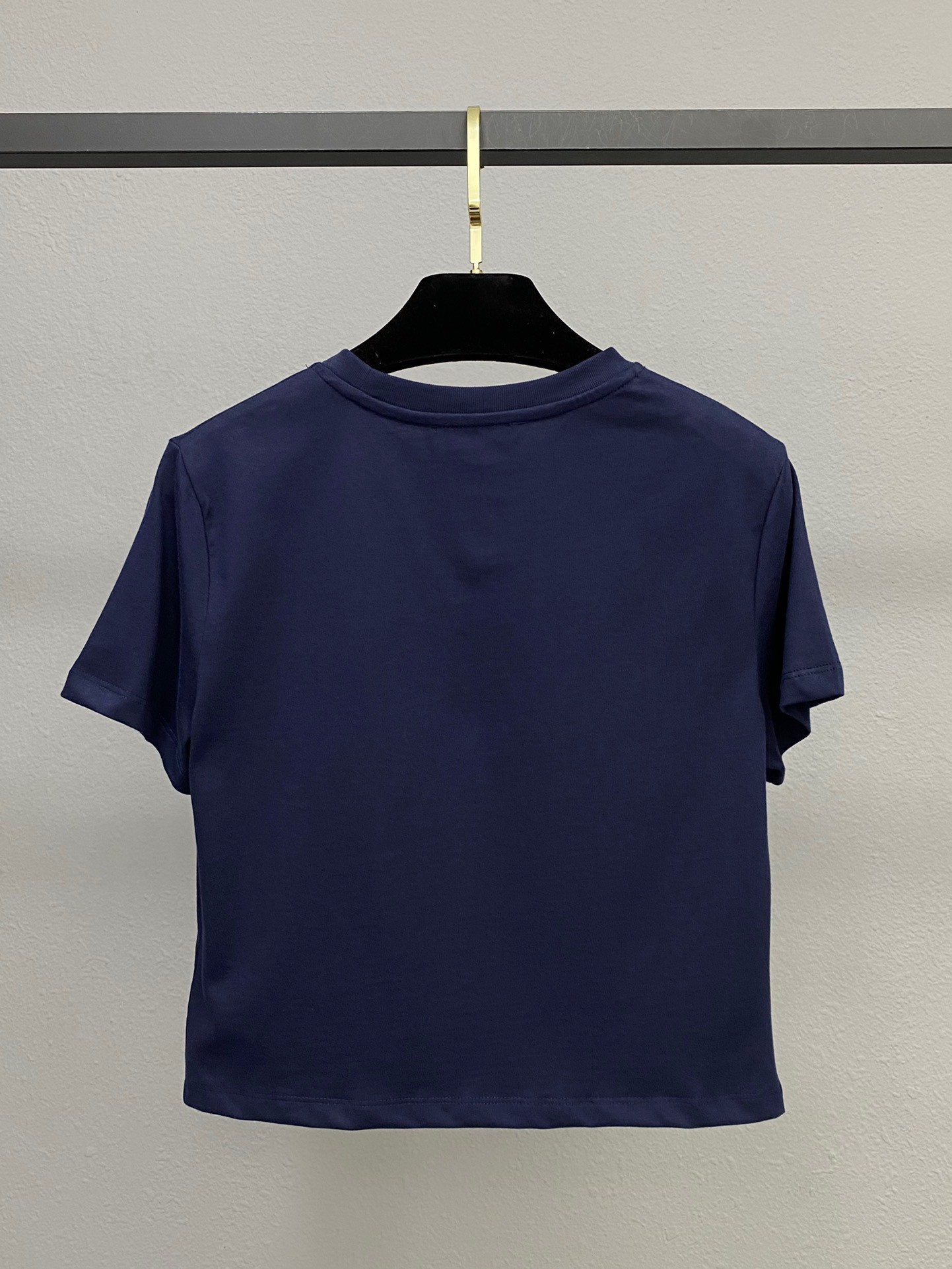 Miu Gold Label Embroidered Round Neck Short Sleeve