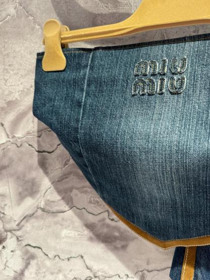 Miu Denim Patchwork Leather Bustier