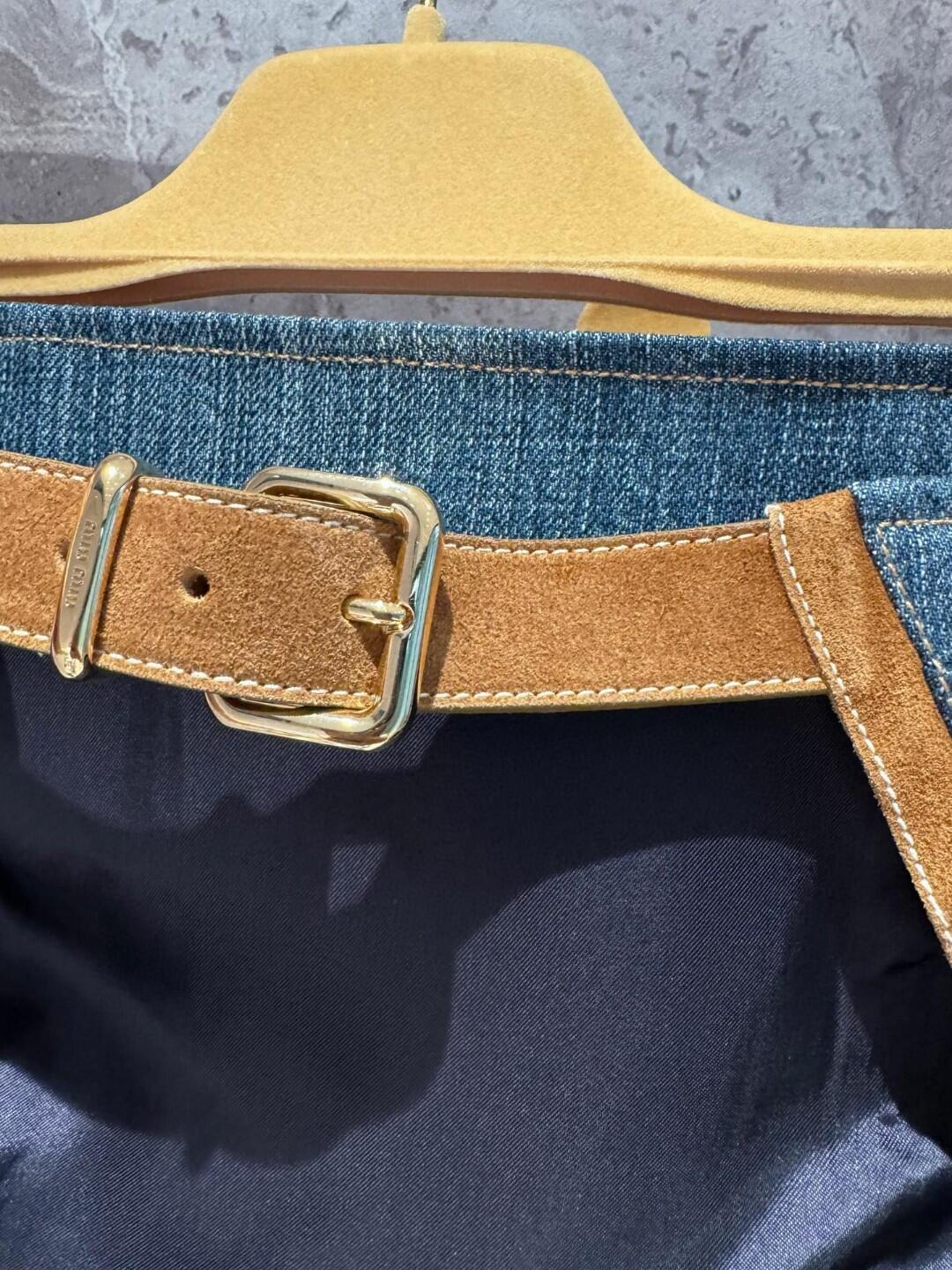 Miu Denim Patchwork Leather Bustier