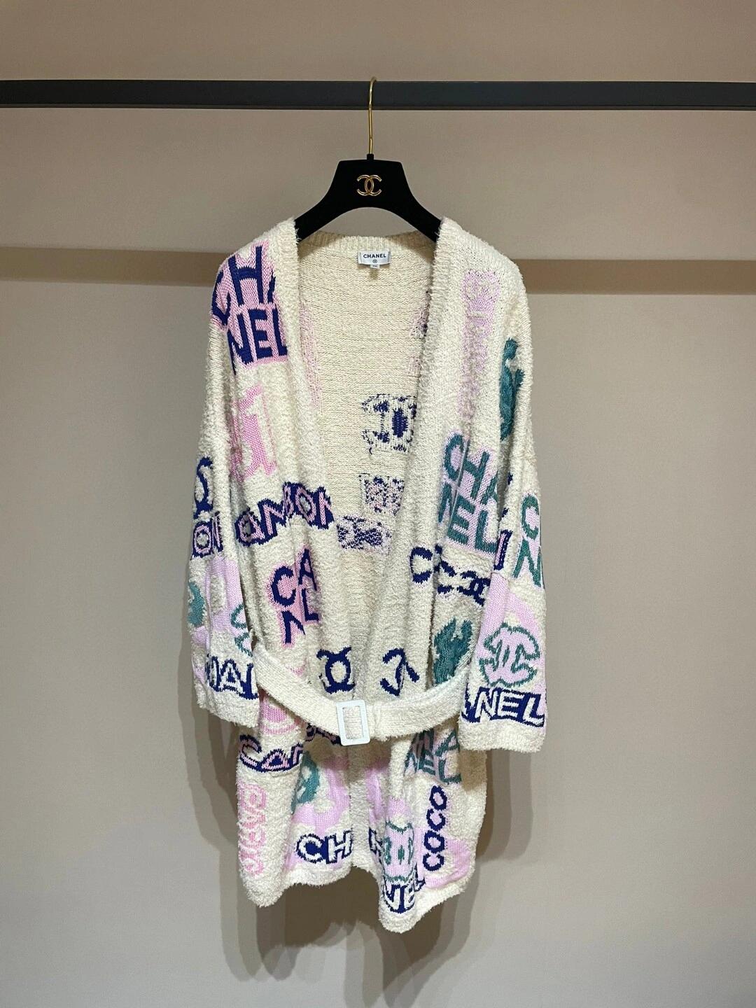 Chnal jennie colorful letter cardigan sweater