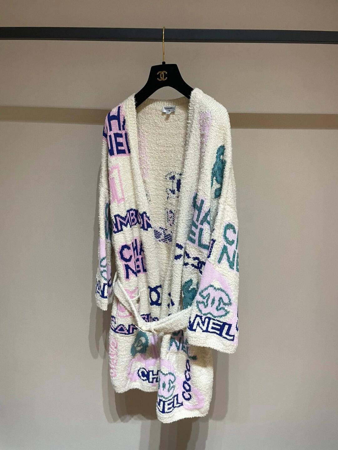 Chnal jennie colorful letter cardigan sweater