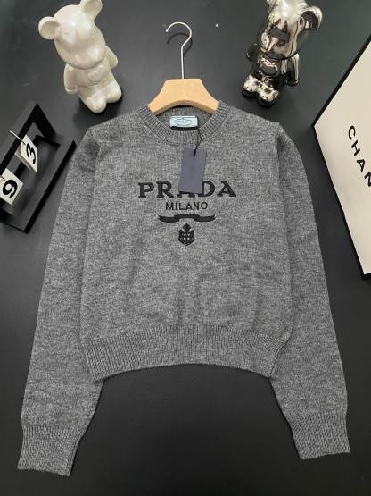 PRAD25SS Monogrammed Embroidered Long Sleeve Sweater