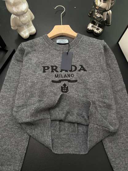 PRAD25SS Monogrammed Embroidered Long Sleeve Sweater