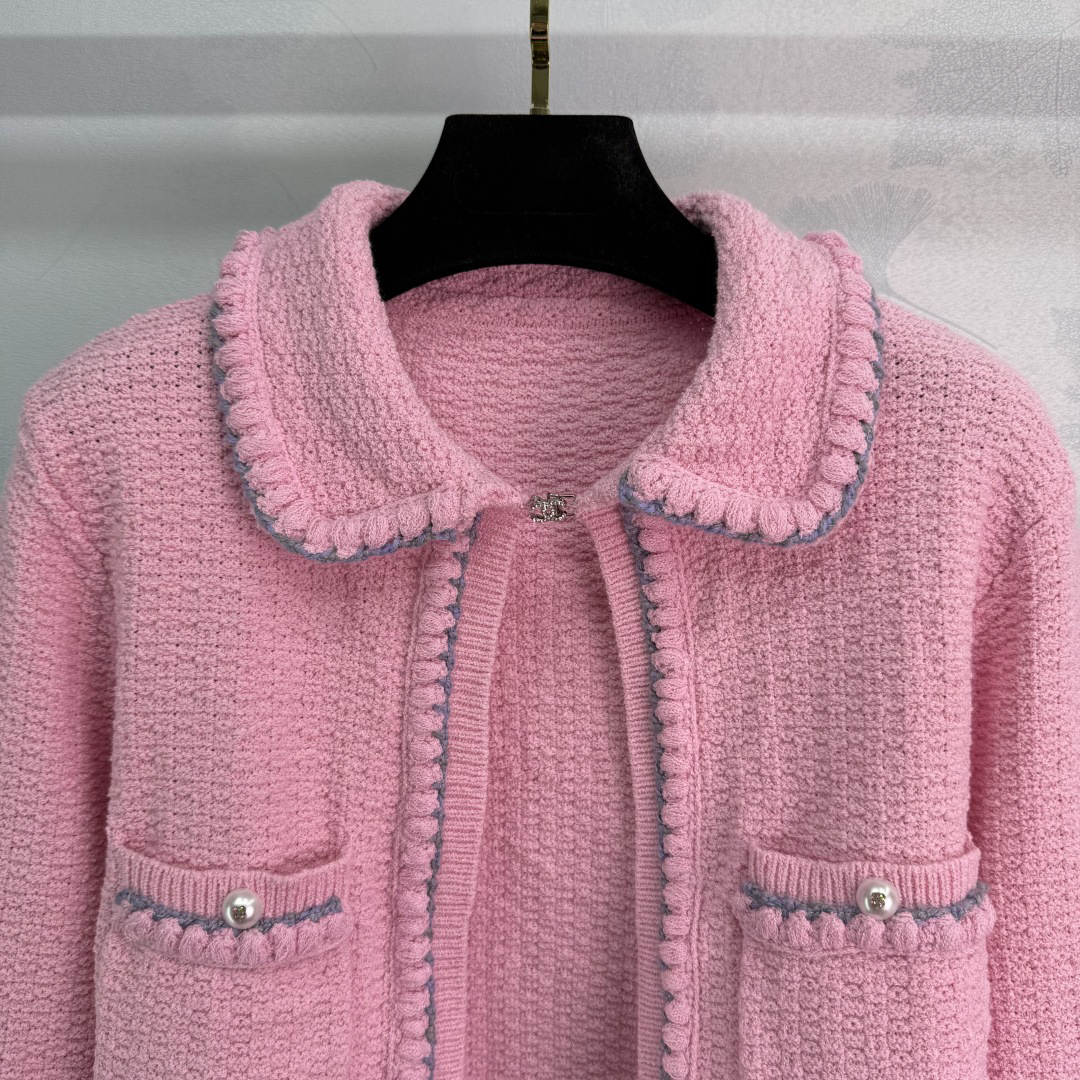 CHANE25SS Chain and Pearl Short Cardigan