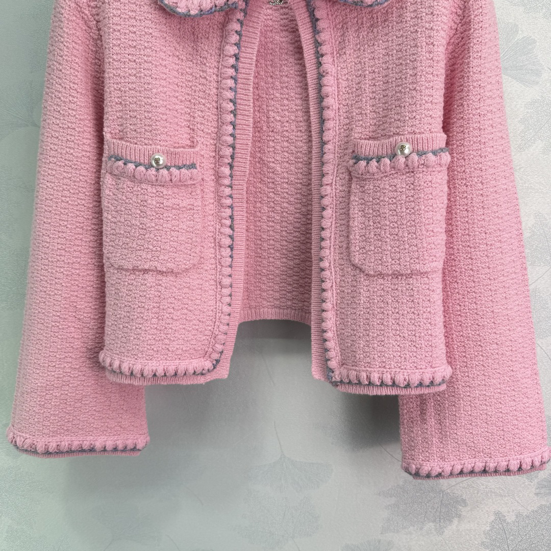 CHANE25SS Chain and Pearl Short Cardigan