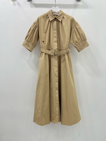 DIO25SS Lapel Belt Princess Sleeve Dress