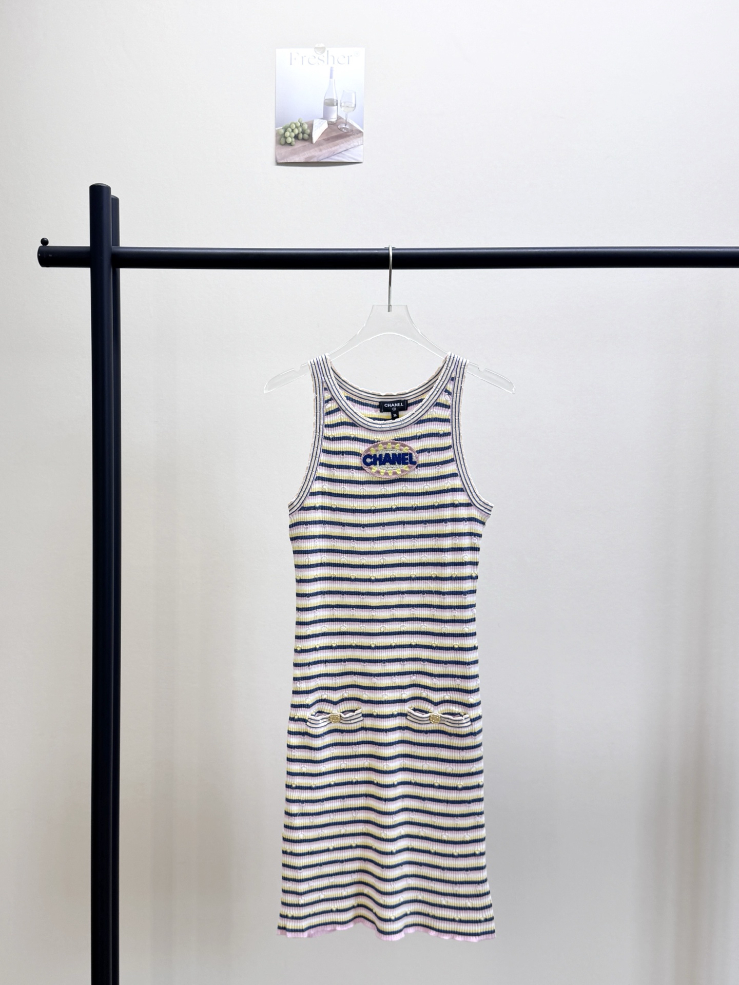 CHANE25SS Striped Knit Tank Dress