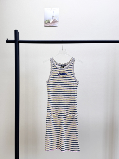 CHANE25SS Striped Knit Tank Dress