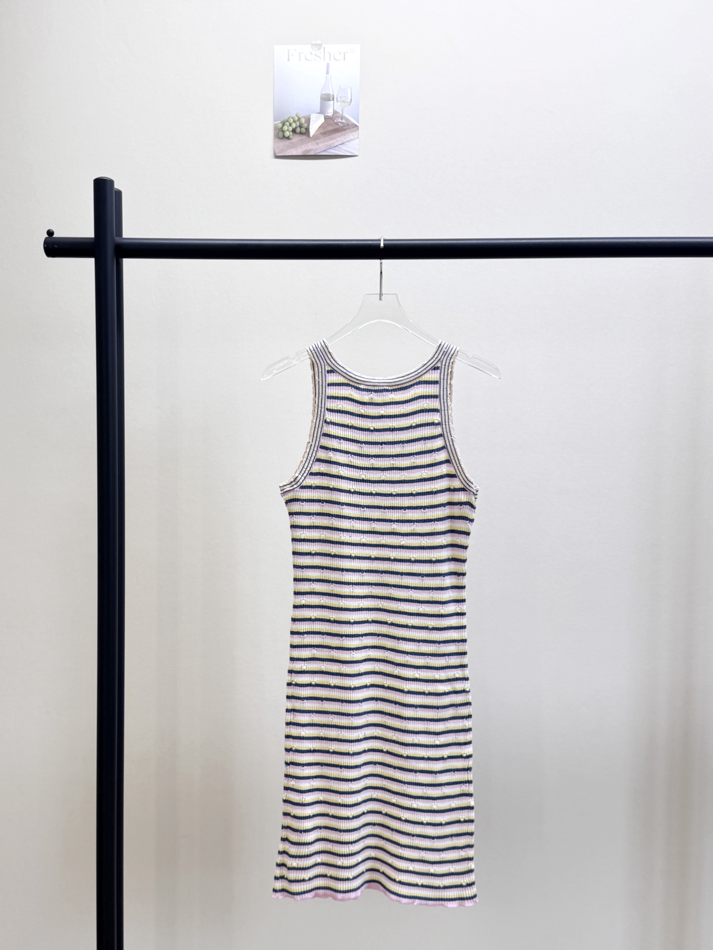 CHANE25SS Striped Knit Tank Dress