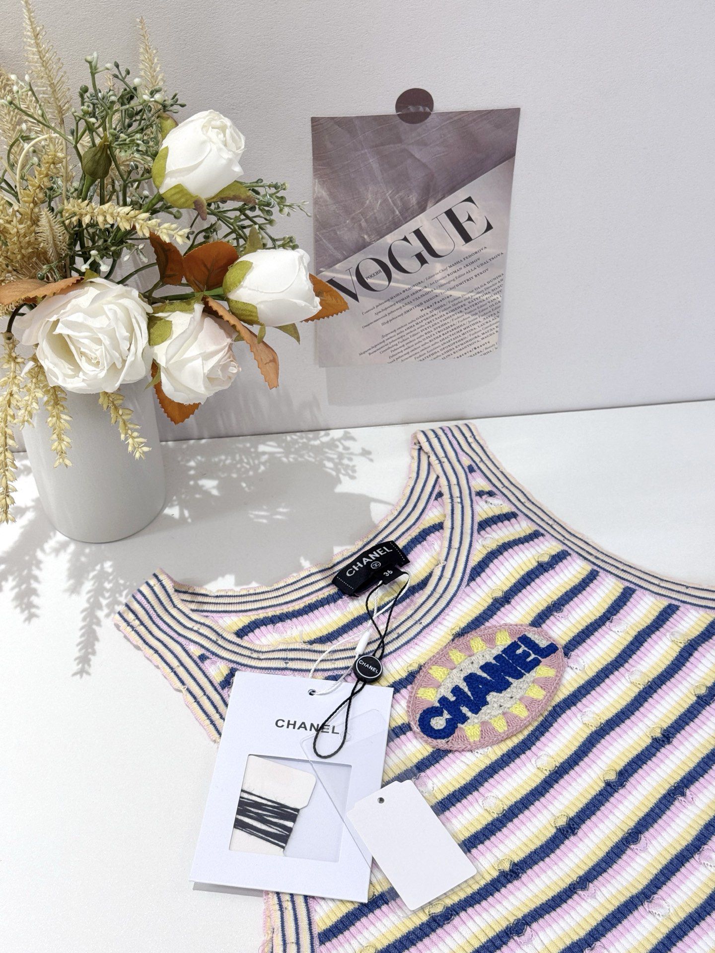 CHANE25SS Striped Knit Tank Dress