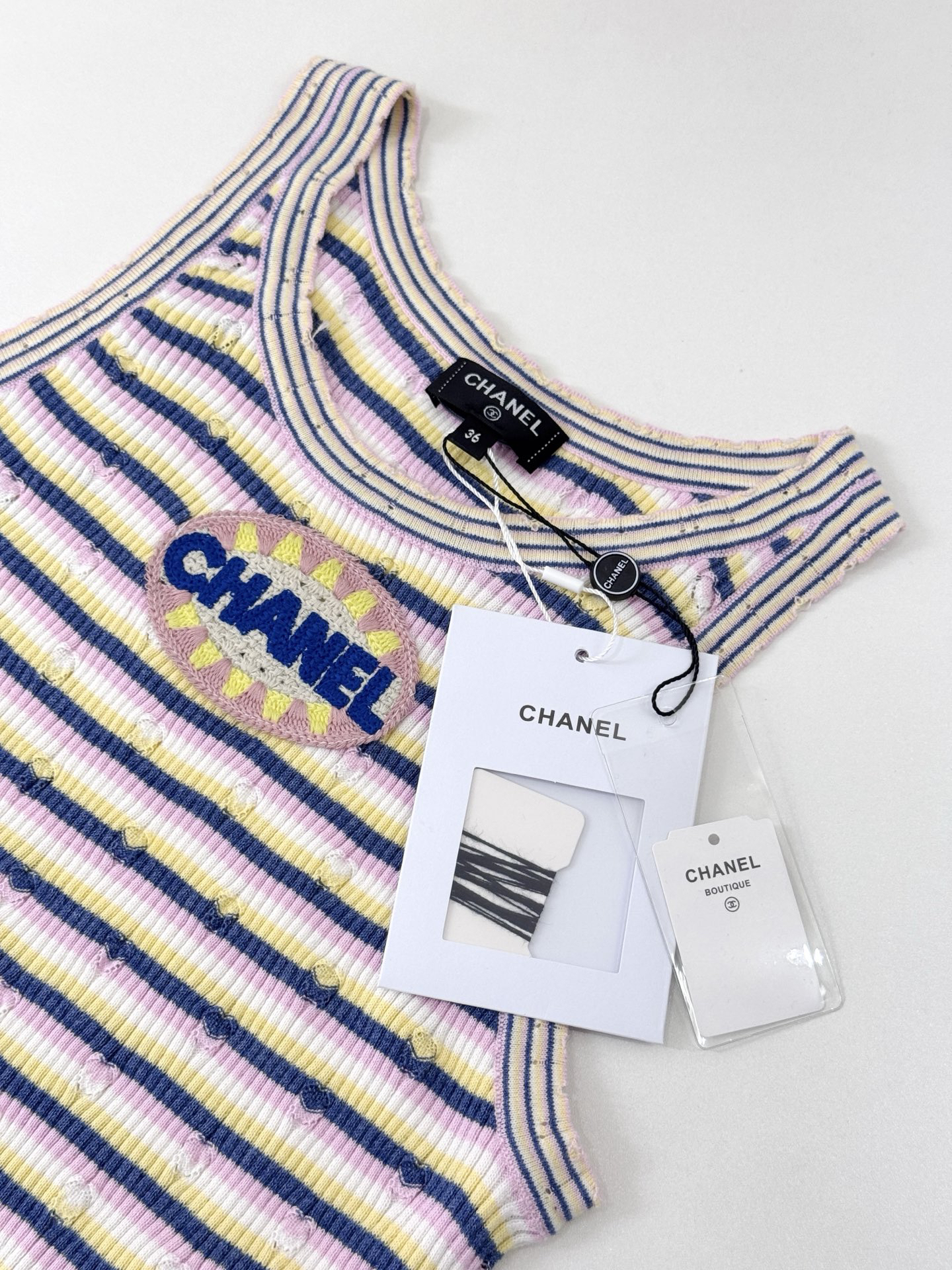 CHANE25SS Striped Knit Tank Dress