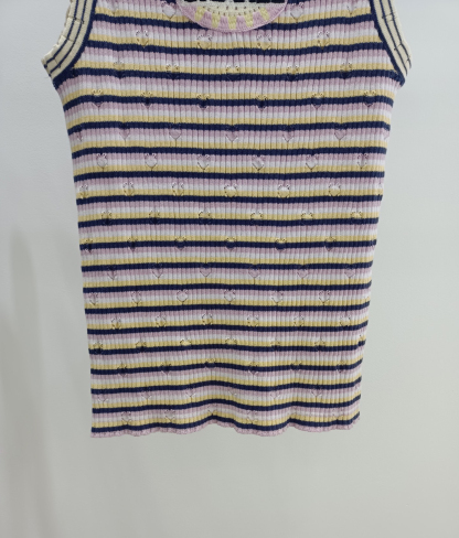 CHANE25SS Striped Knit Vest