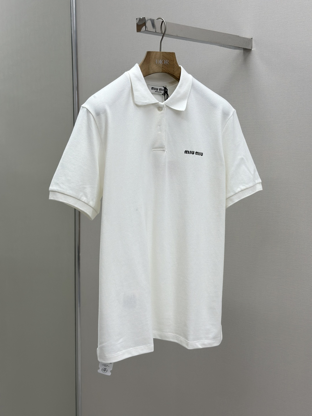 MIU25SS embroidered logo lapel polo shirt