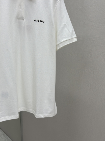 MIU25SS embroidered logo lapel polo shirt