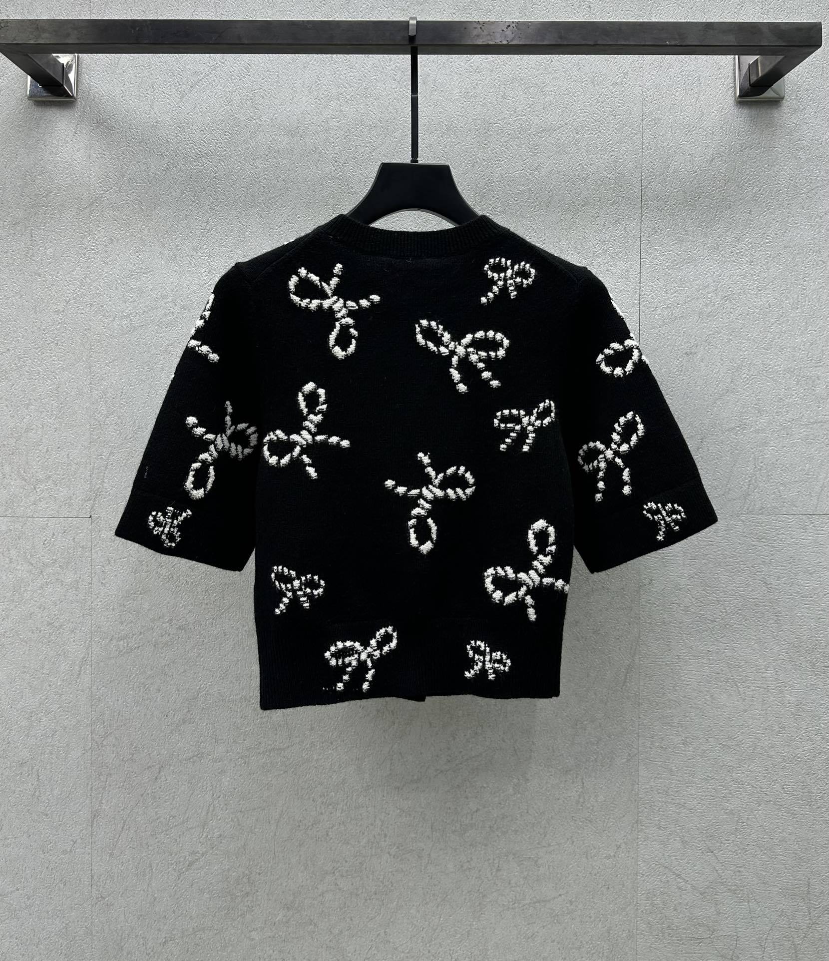 CHANE Floral Cashmere Short Sleeve Cardigan