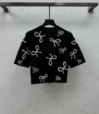 CHANE Floral Cashmere Short Sleeve Cardigan