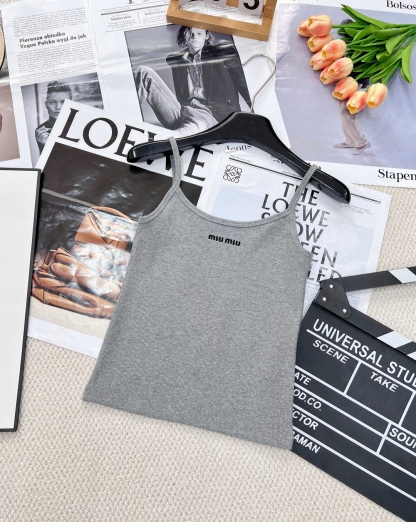MIU25SS embroidered logo letter knit camisole