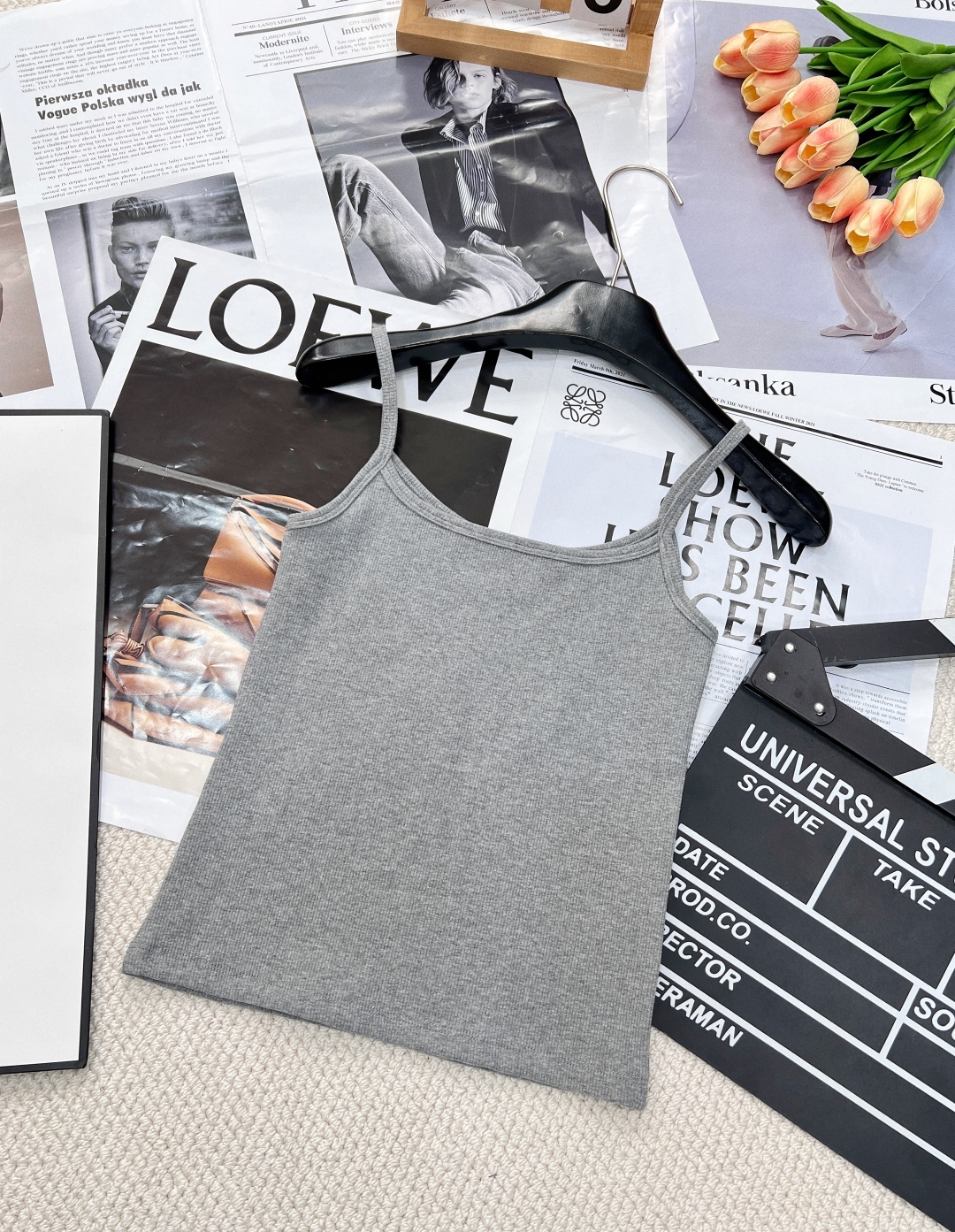 MIU25SS embroidered logo letter knit camisole