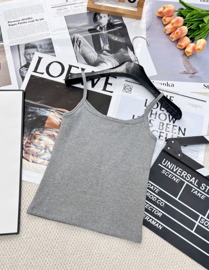 MIU25SS embroidered logo letter knit camisole