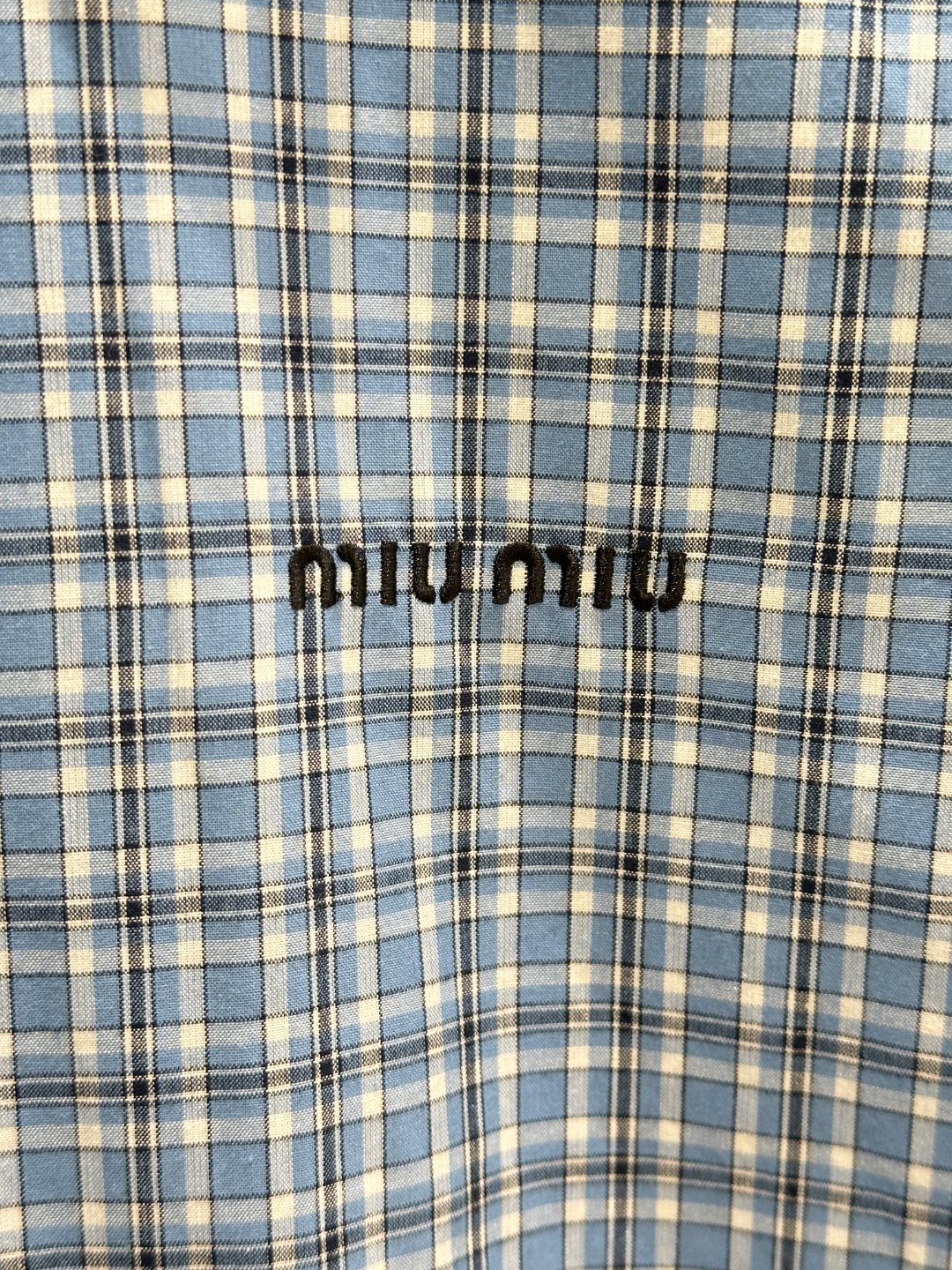 MIU25SS Lapel Check Shirt Dress
