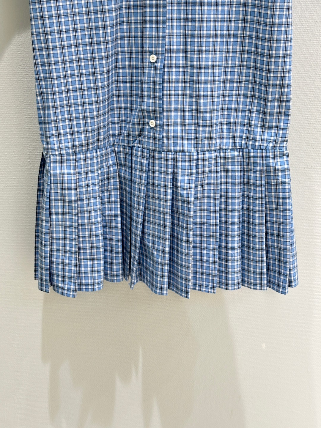 MIU25SS Lapel Check Shirt Dress