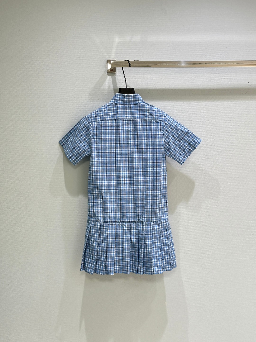 MIU25SS Lapel Check Shirt Dress