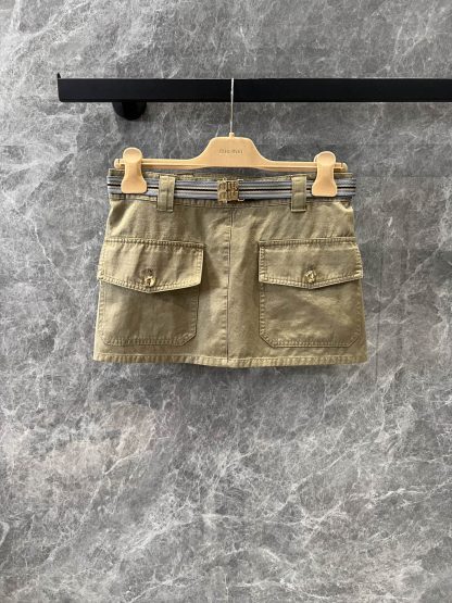 MIU25SS Lapel Workwear Ultra Short Half Skirt