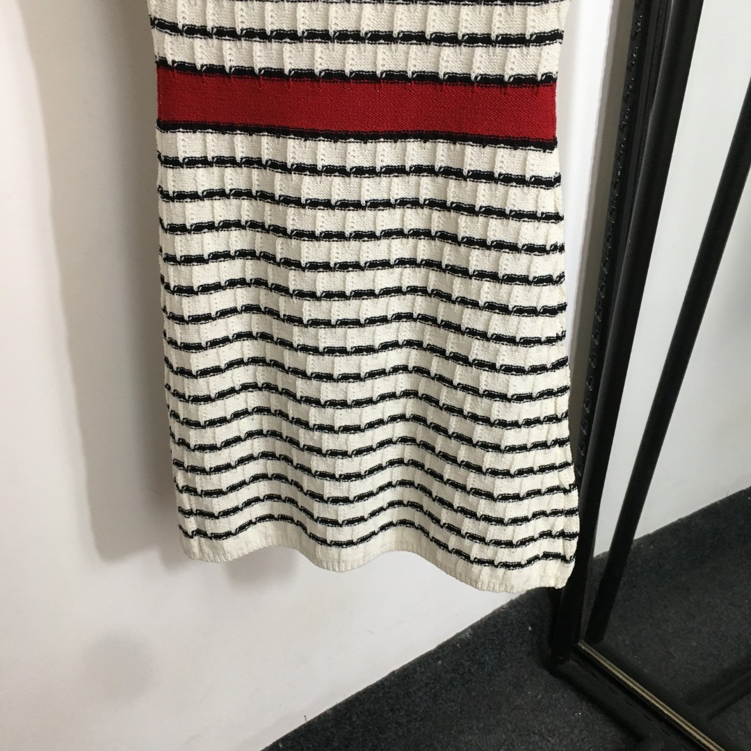 CHANE25SS embroidered striped knit vest dress
