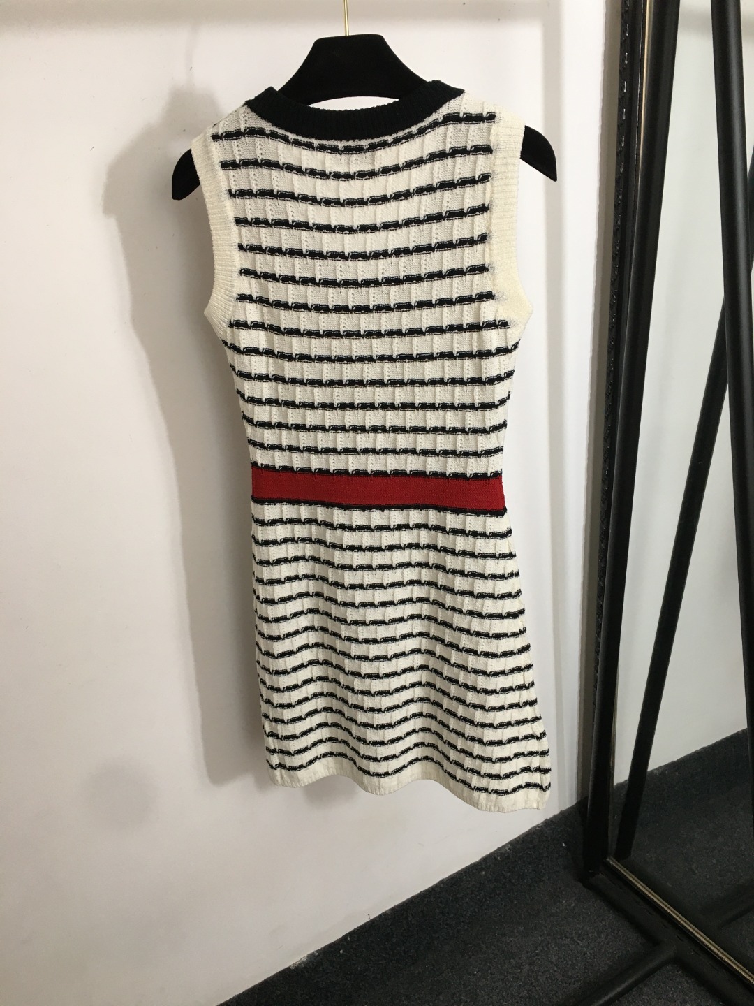 CHANE25SS embroidered striped knit vest dress