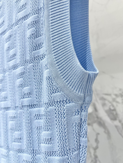 FEND25SS Embossed Letter Cutout Sleeveless Dress