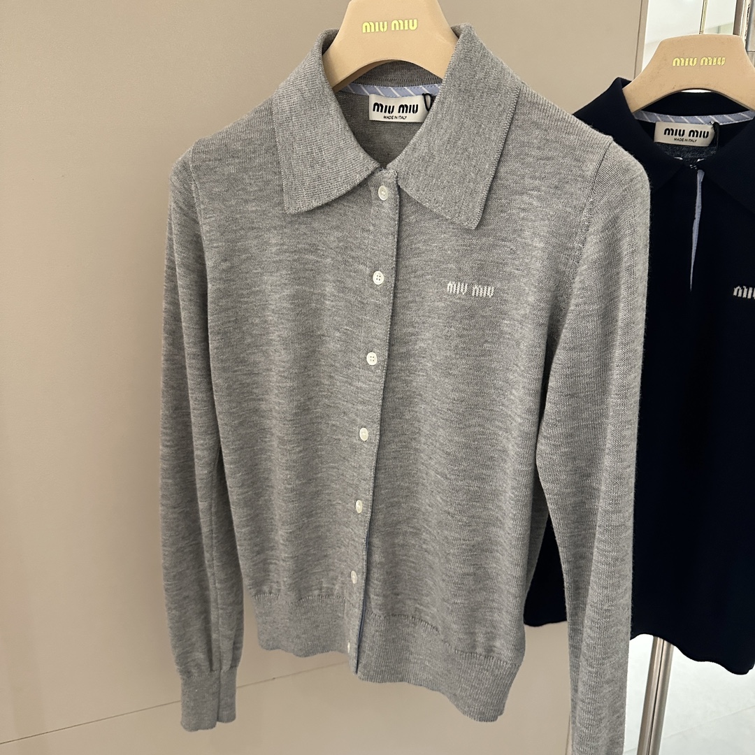 MIU25SS polo single-breasted cardigan