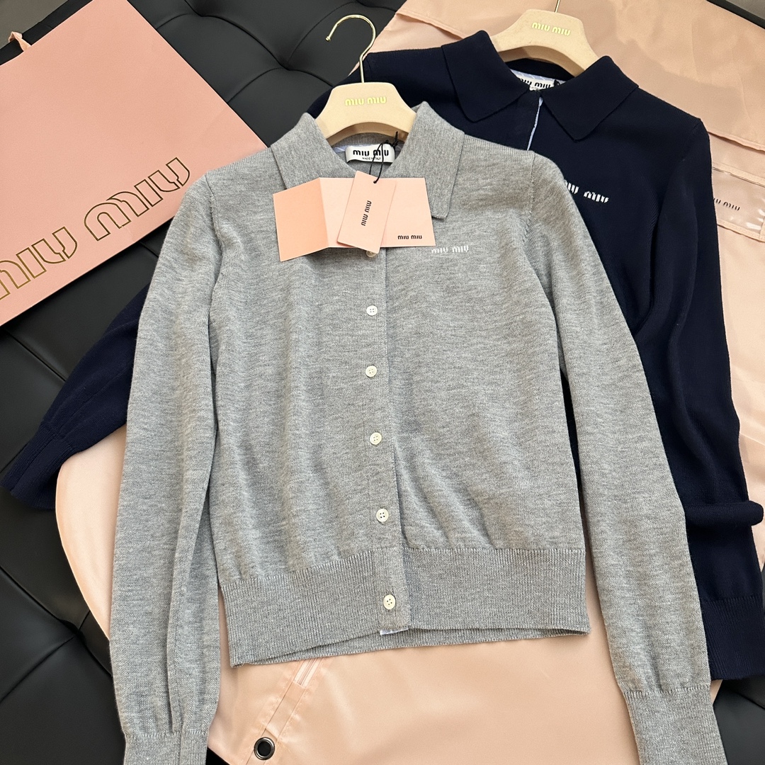 MIU25SS polo single-breasted cardigan