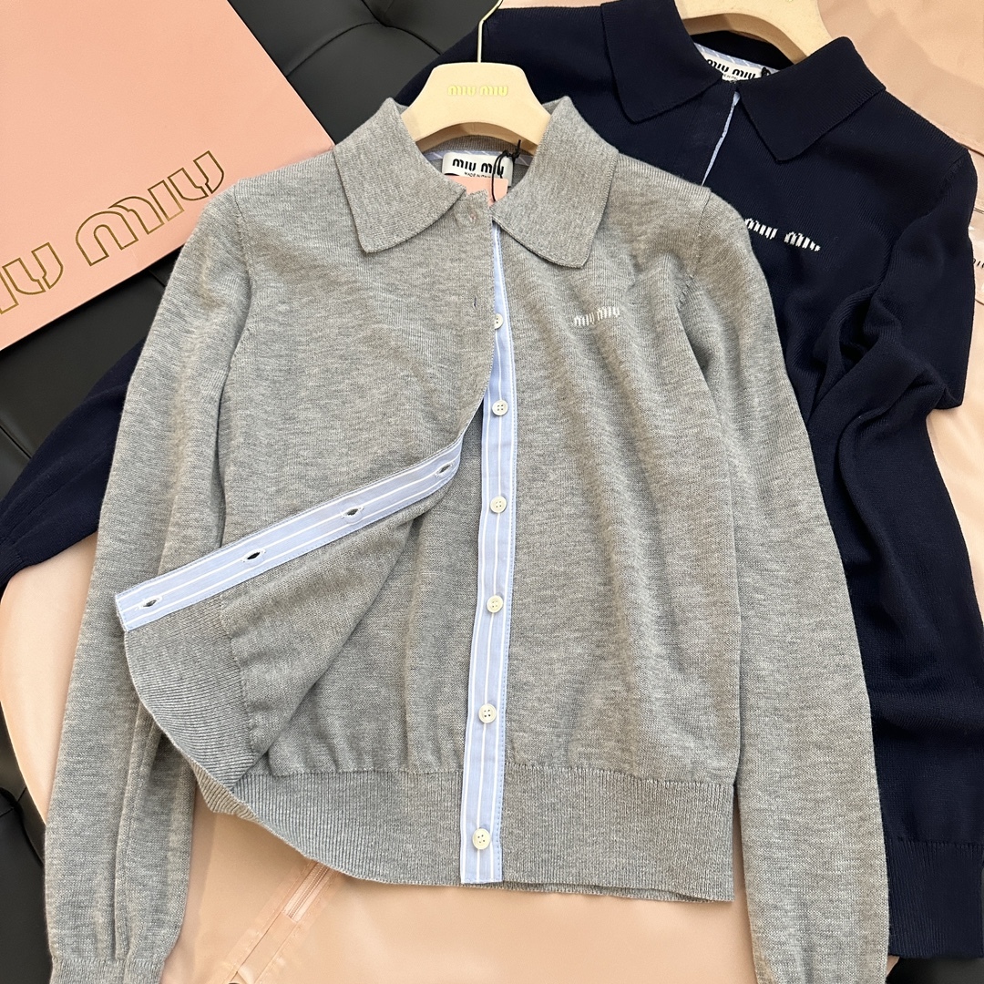 MIU25SS polo single-breasted cardigan