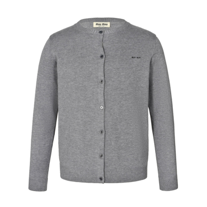 MIU Monogrammed Cashmere Cardigan