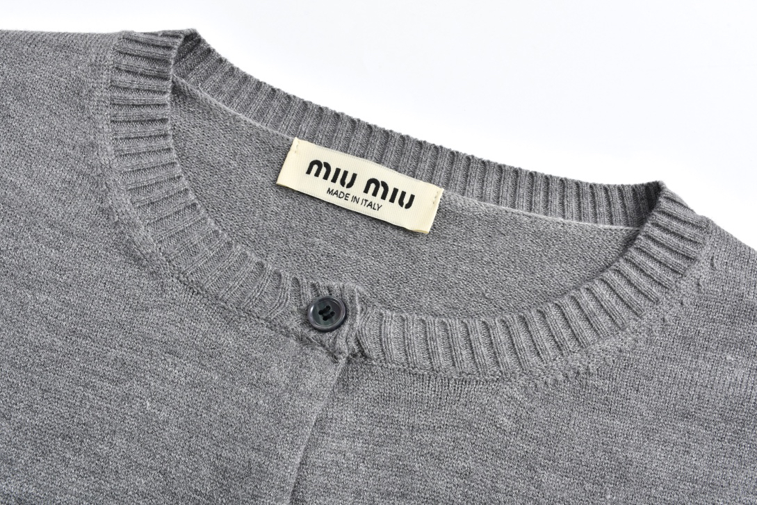 MIU Monogrammed Cashmere Cardigan