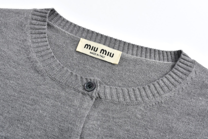 MIU Monogrammed Cashmere Cardigan