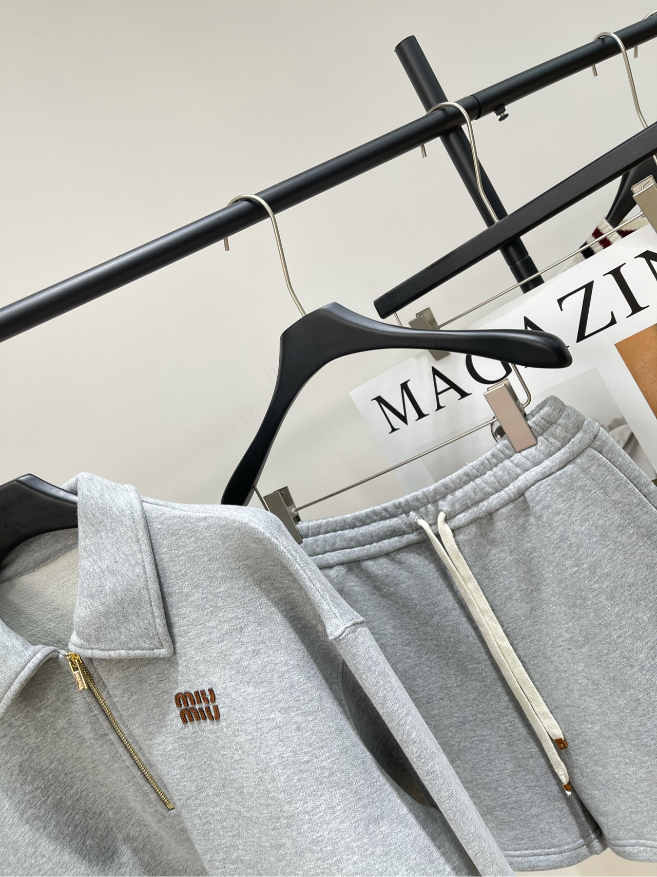 Miu Light Gray Leather Curry Monogram Set