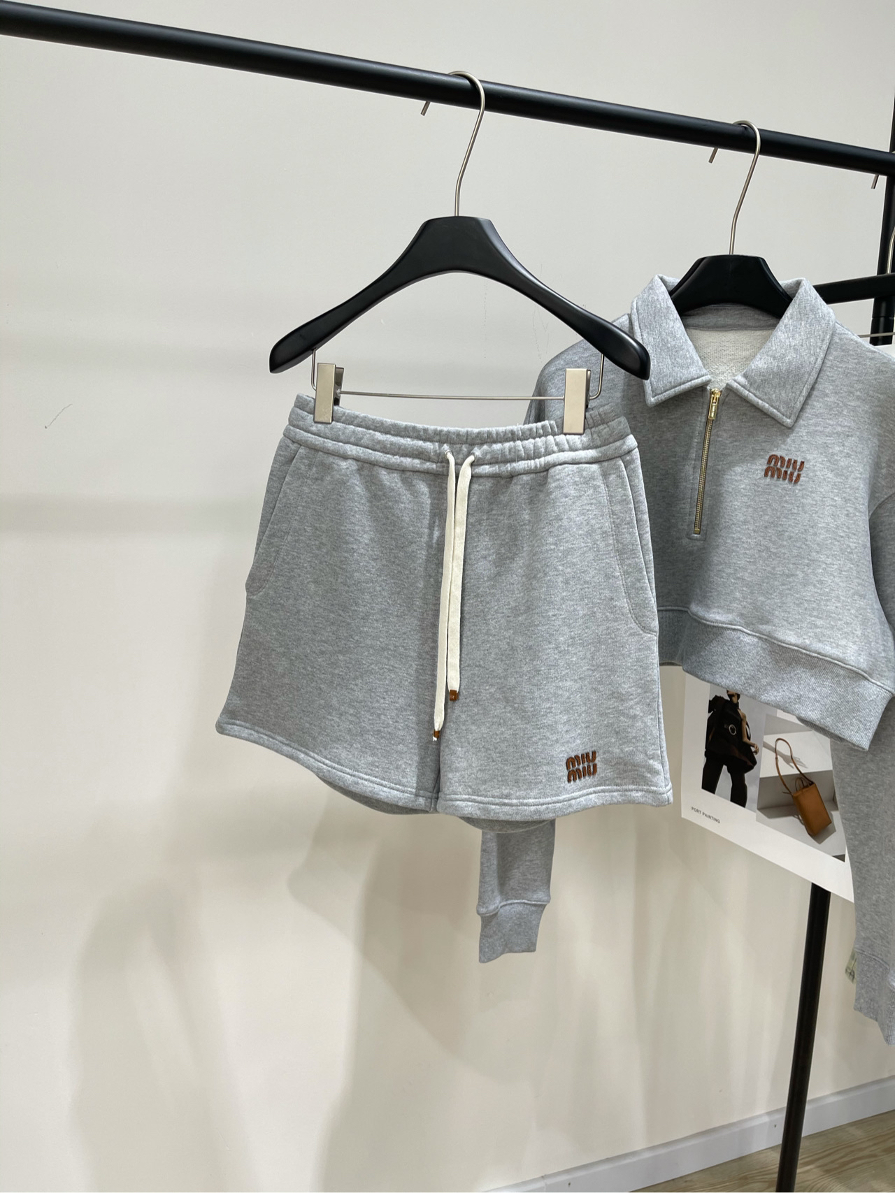 Miu Light Gray Leather Curry Monogram Set