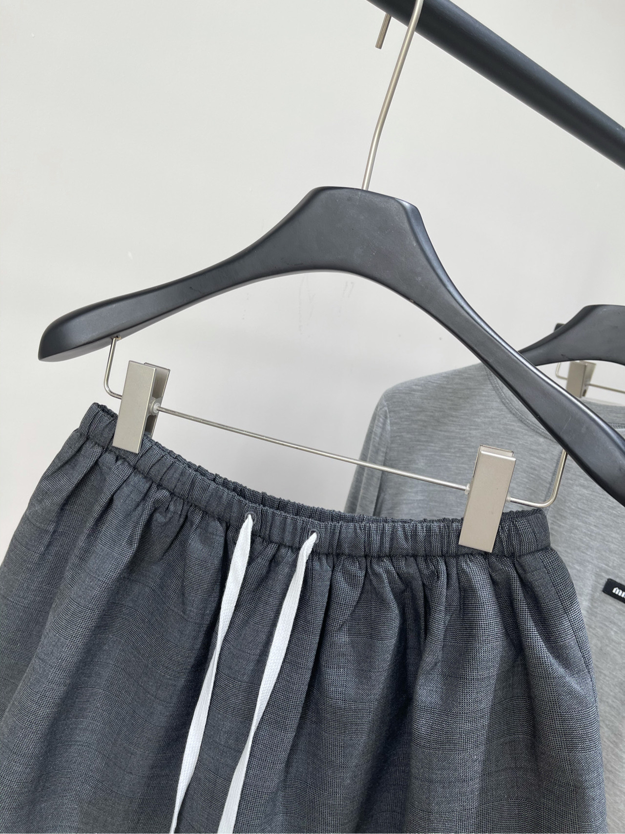 Miu Gray Checkered Shorts