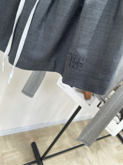 Miu Gray Checkered Shorts
