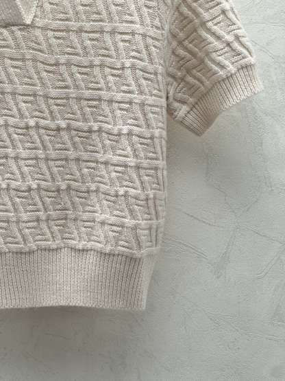 Fend Fall/Winter New Knit Lapel Short Sleeve