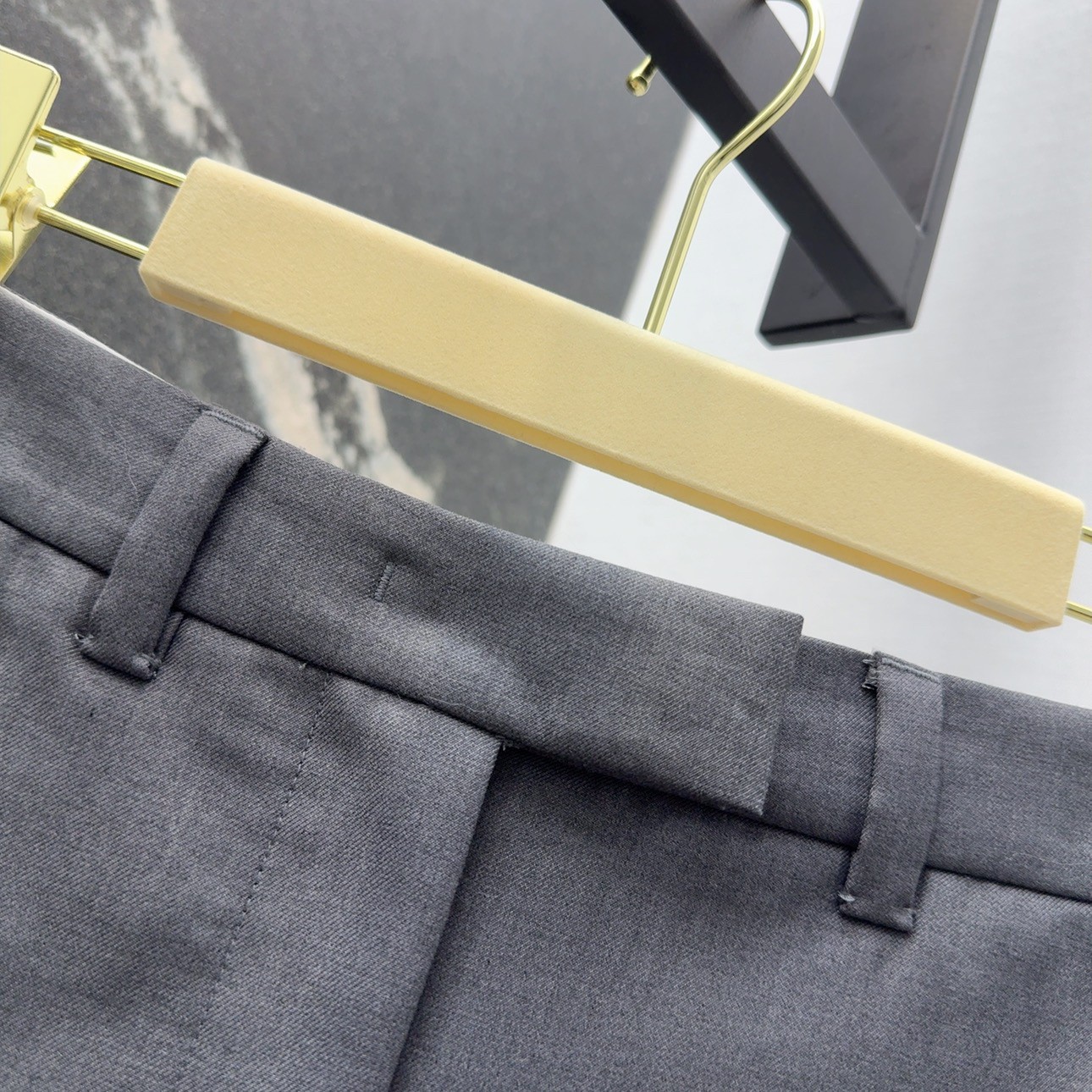 MIU suit with blue trimmed skirt