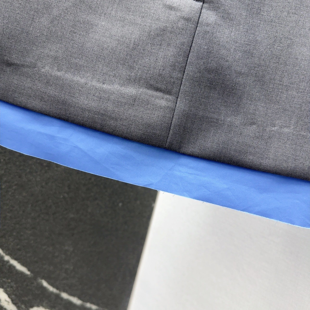 MIU suit with blue trimmed skirt