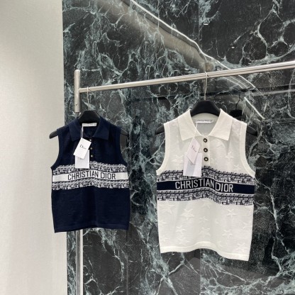 DOR Jacquard Knit Sleeveless Vest