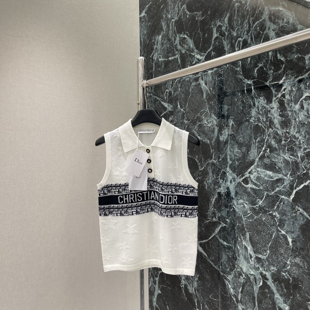 DOR Jacquard Knit Sleeveless Vest