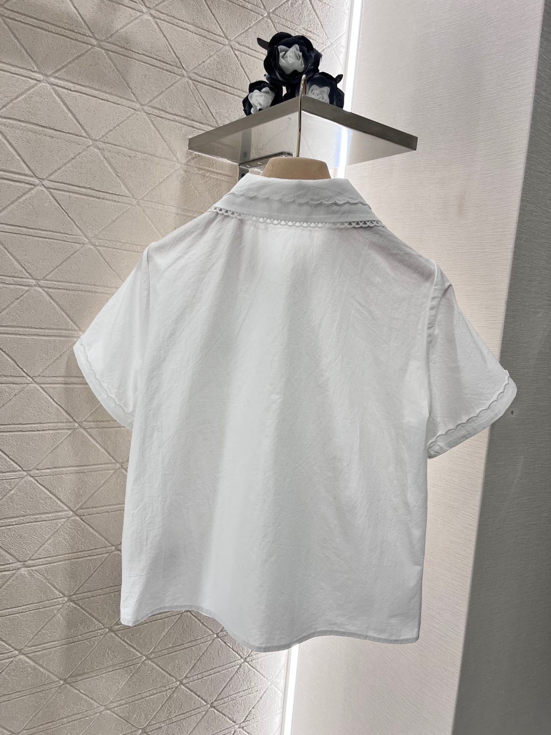Miu Black Label White Lace Short Sleeve