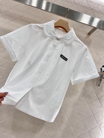 Miu Black Label White Lace Short Sleeve