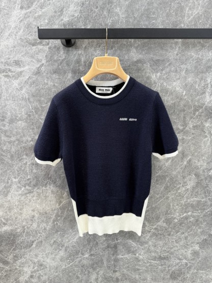 Miu False Two Piece Knitted Cashmere Short Sleeve