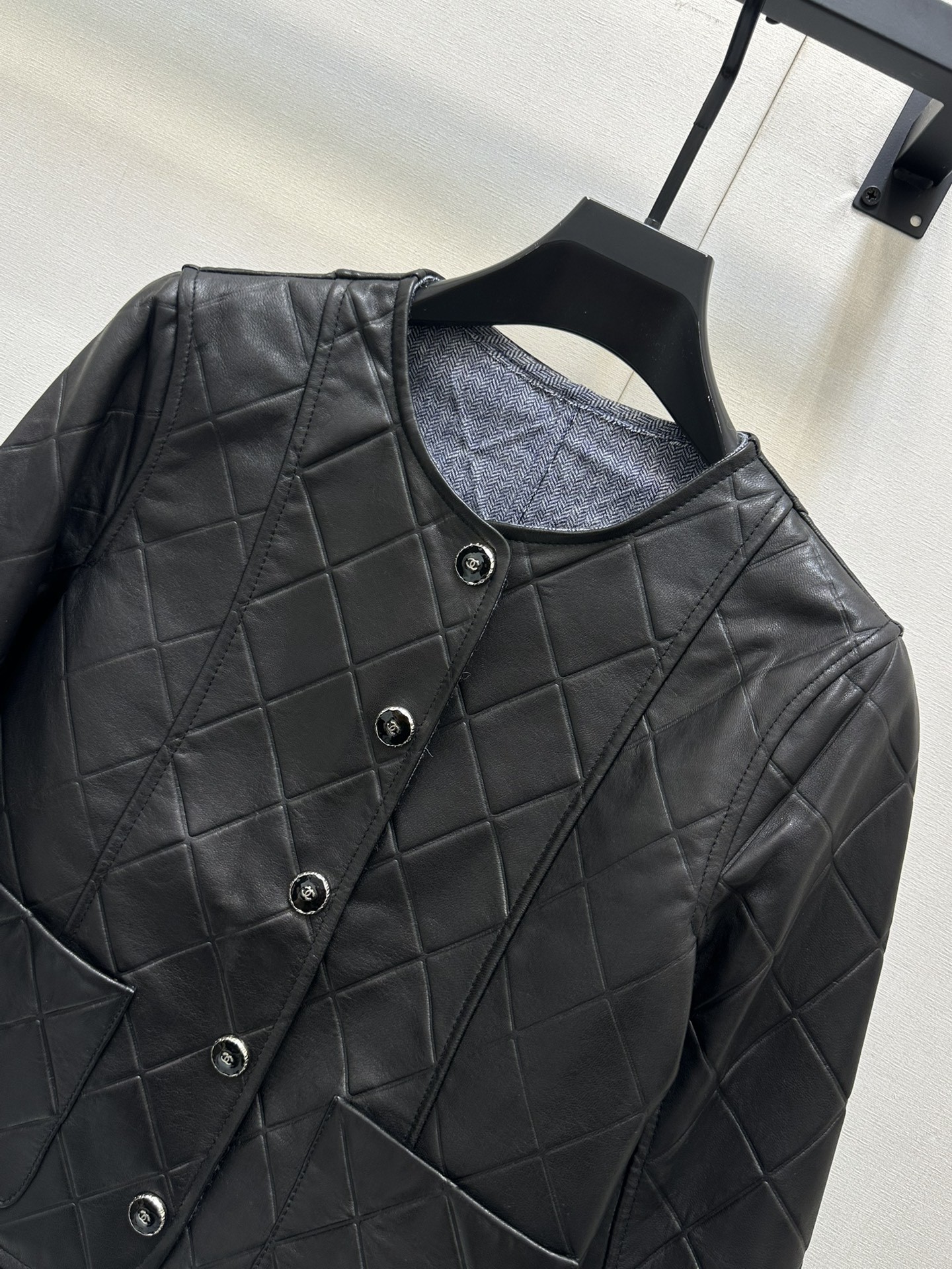 CHNEL Big Stock Black Leather Jacket